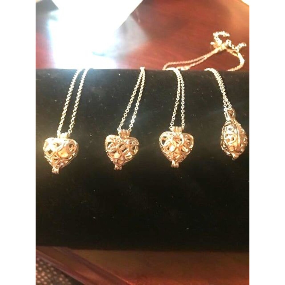Heart or Teardrop Cage with Pearl inside- Chain included